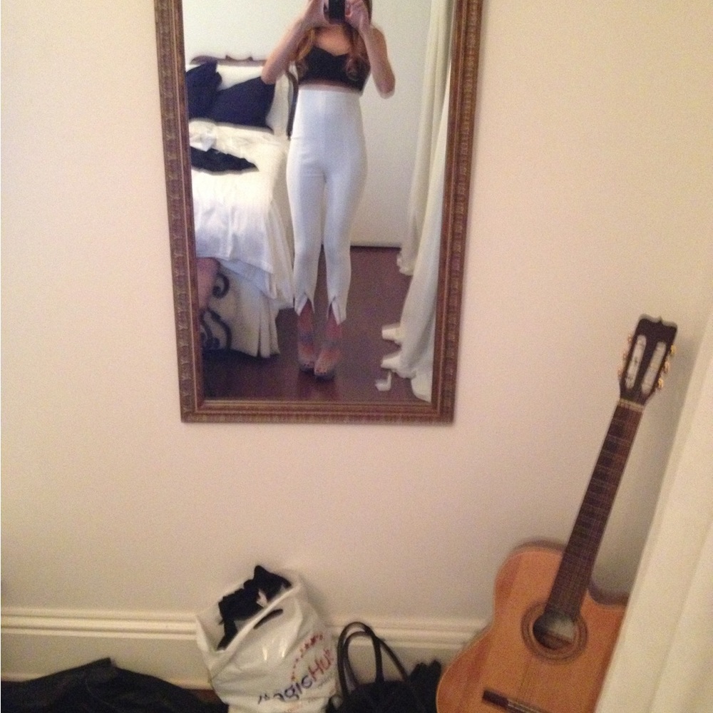 High waisted white pants